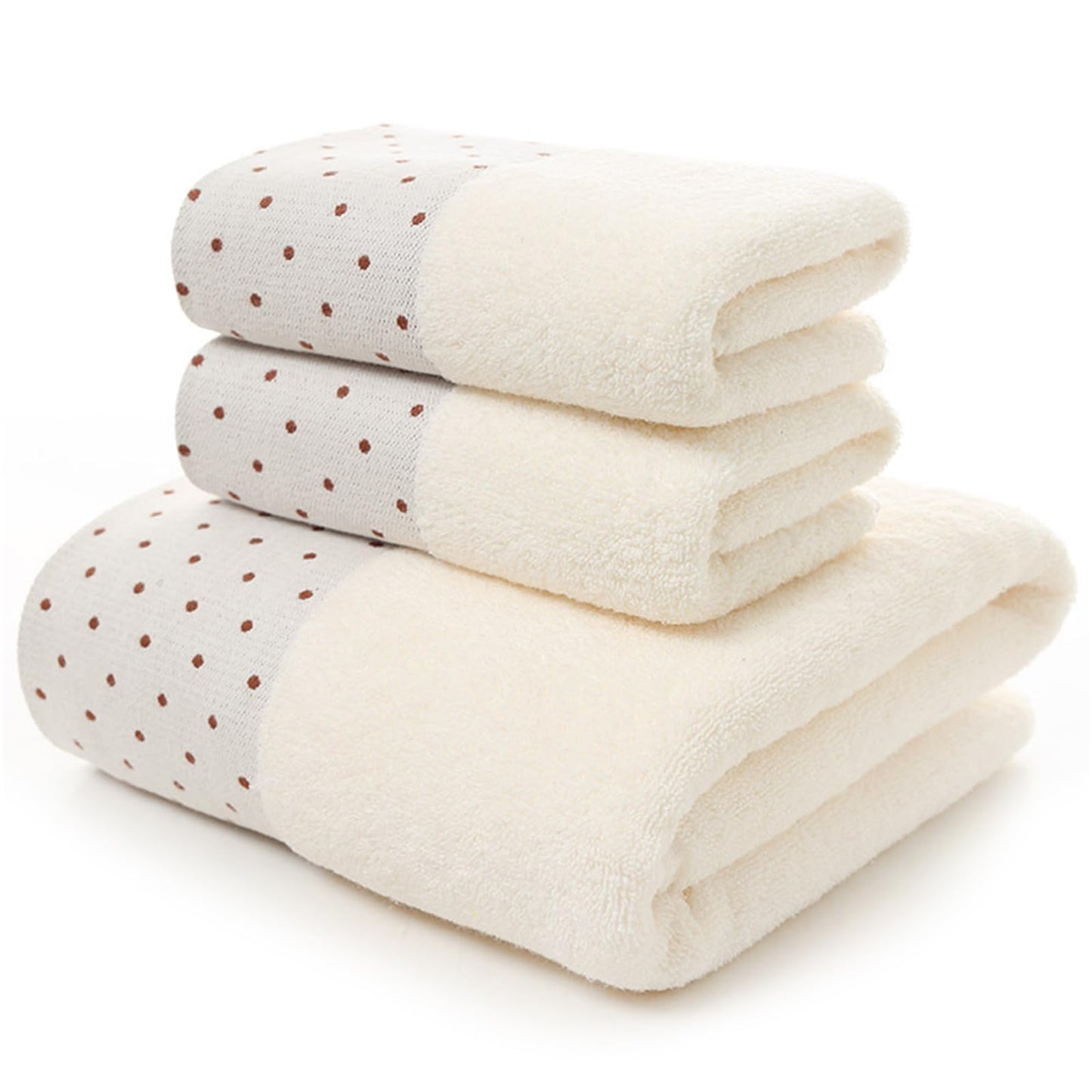 Cotton Dot Bath Towel Set, 3-Piece (1 Bath Towel 28"x55" + 2 Hand Towels) ? Soft, Absorbent, Durable Towels for Bathroom, Hotel, Gym & Daily Use