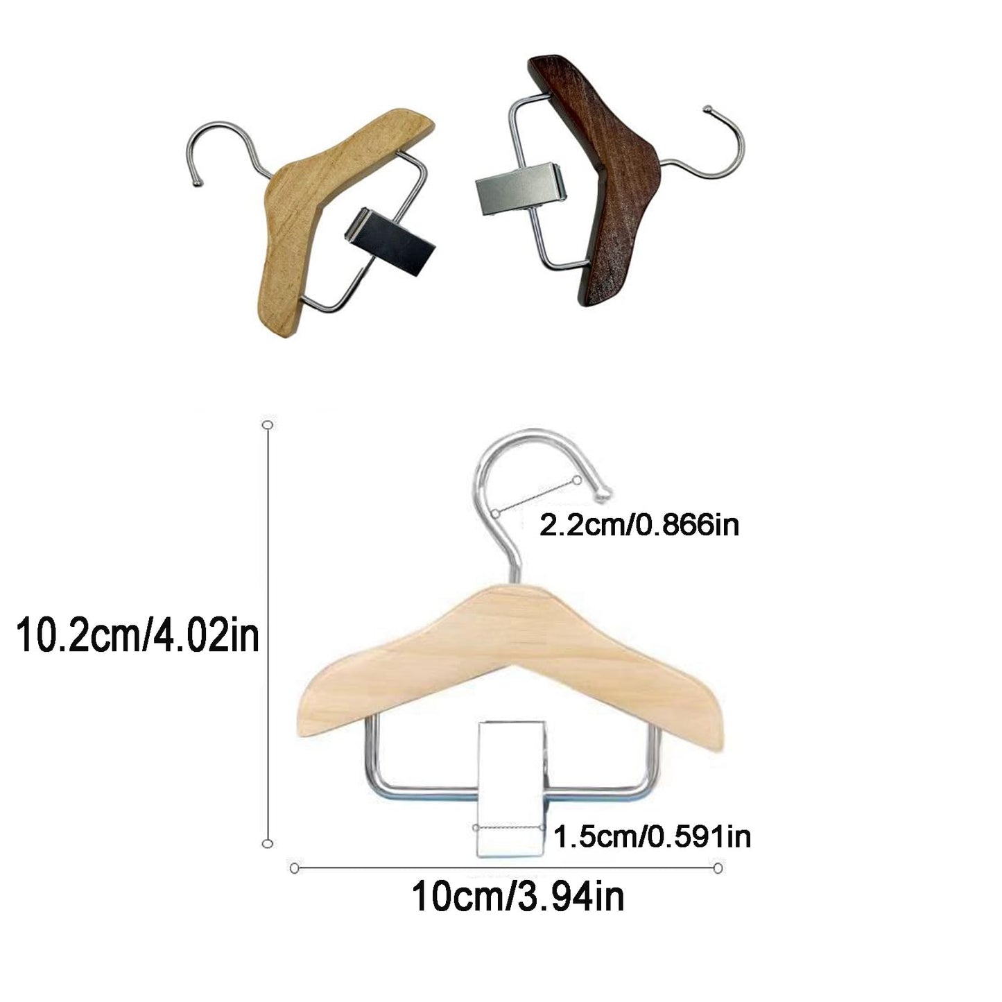 Golden Apple 3 Pcs Wooden Mini Hanger Pet Clothes Hanger with Anti-Slip Clip Small Hanger for Hat Wigs Socks (Coffee)
