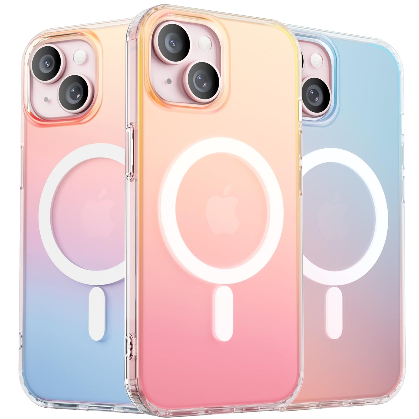 ORNARTO Compatible with iPhone 15 for MagSafe Case,Shockproof Protective Rainbow Case,Wireless Charging Magnetic Phone Cases Iridescent Cover 6.1