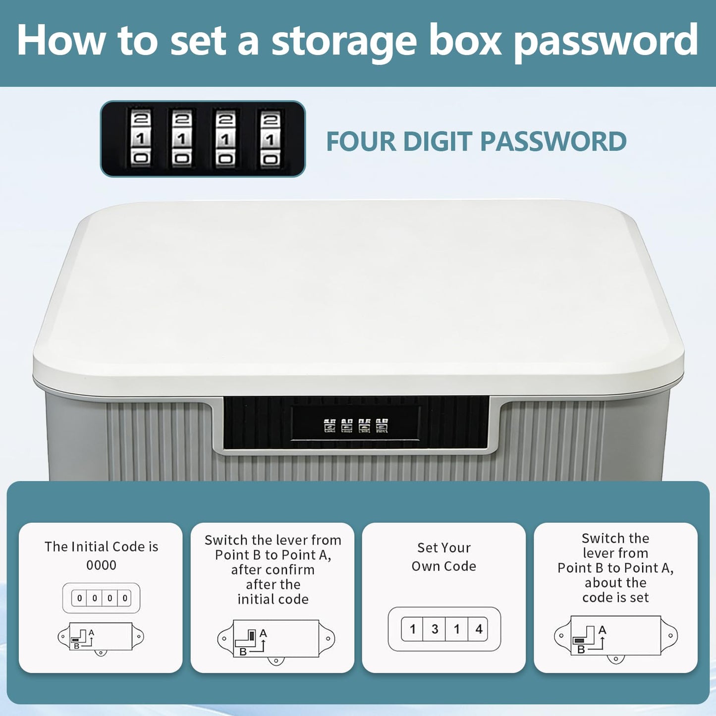 2 Layer Lockable Medicine Storage Box, 9LMedicine Box with Combination Lock