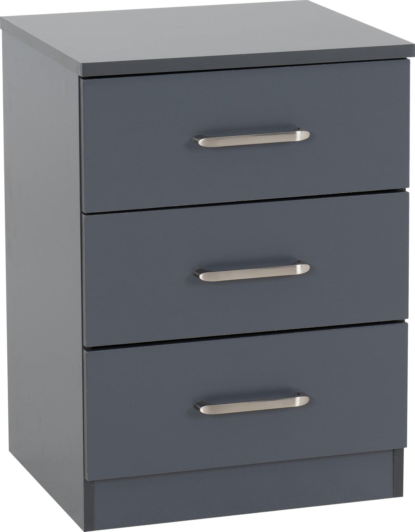 Seconique Dakota 3 Drawer Bedside in Dark Grey