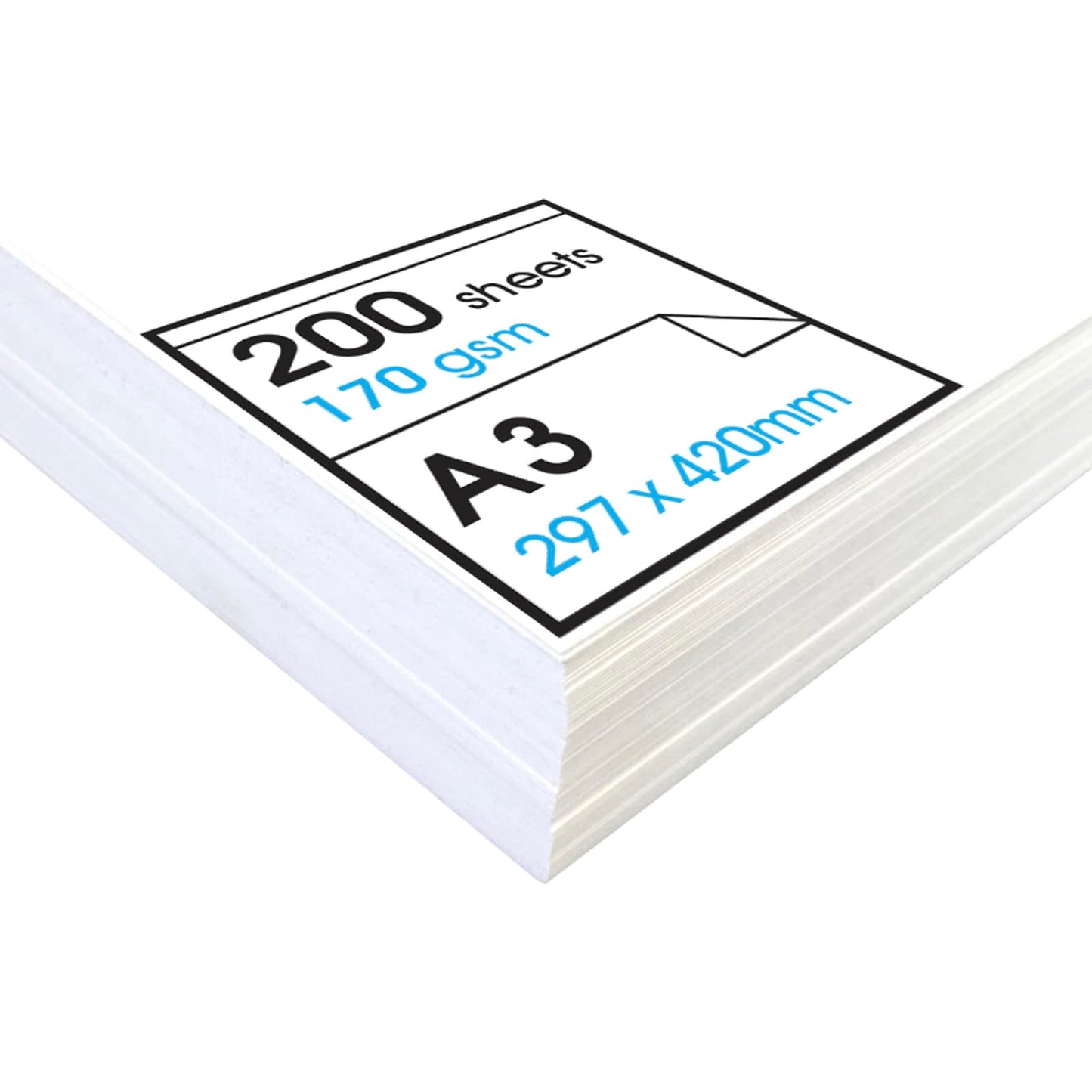 Artway Studio - Acid Free A3 Cartridge Paper for Drawing - Ideal for Dry Art Applications - 170gsm - A3 200 Sheets, White