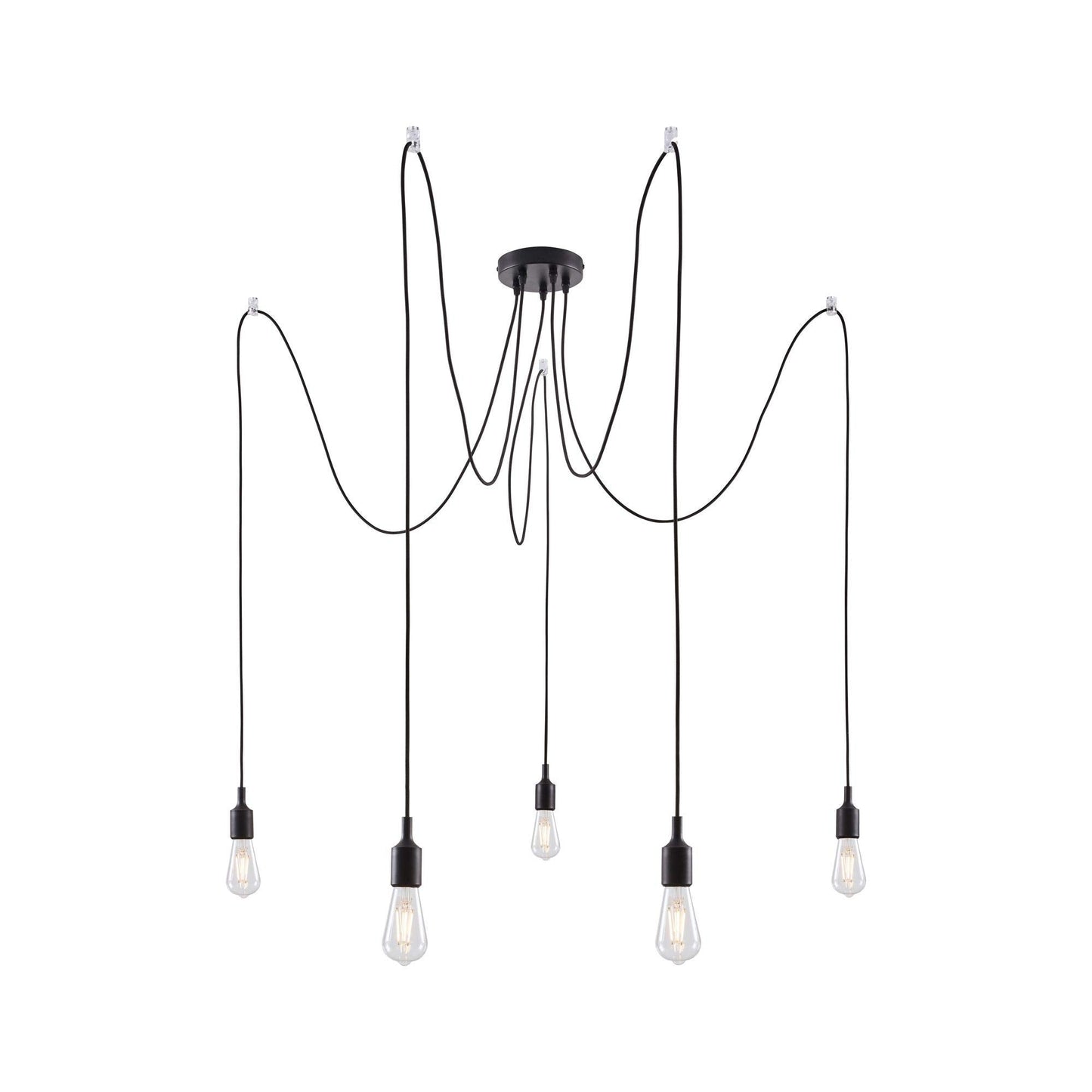 Paulmann 50389 Ketil Neordic Pendant luminaire 5-lamp Sputnik max. 5x20 watts Pendant lamp Black Ceiling lamp Silicone, Metal Pendant luminaire E27