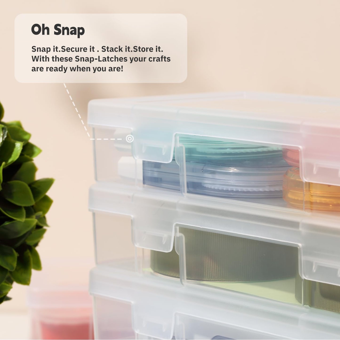 novelinks Stackable Plastic Clear Storage Box Containers with Latching Lid - Art Craft Supply Organizer Storage Containers for Pencil Box, Lego