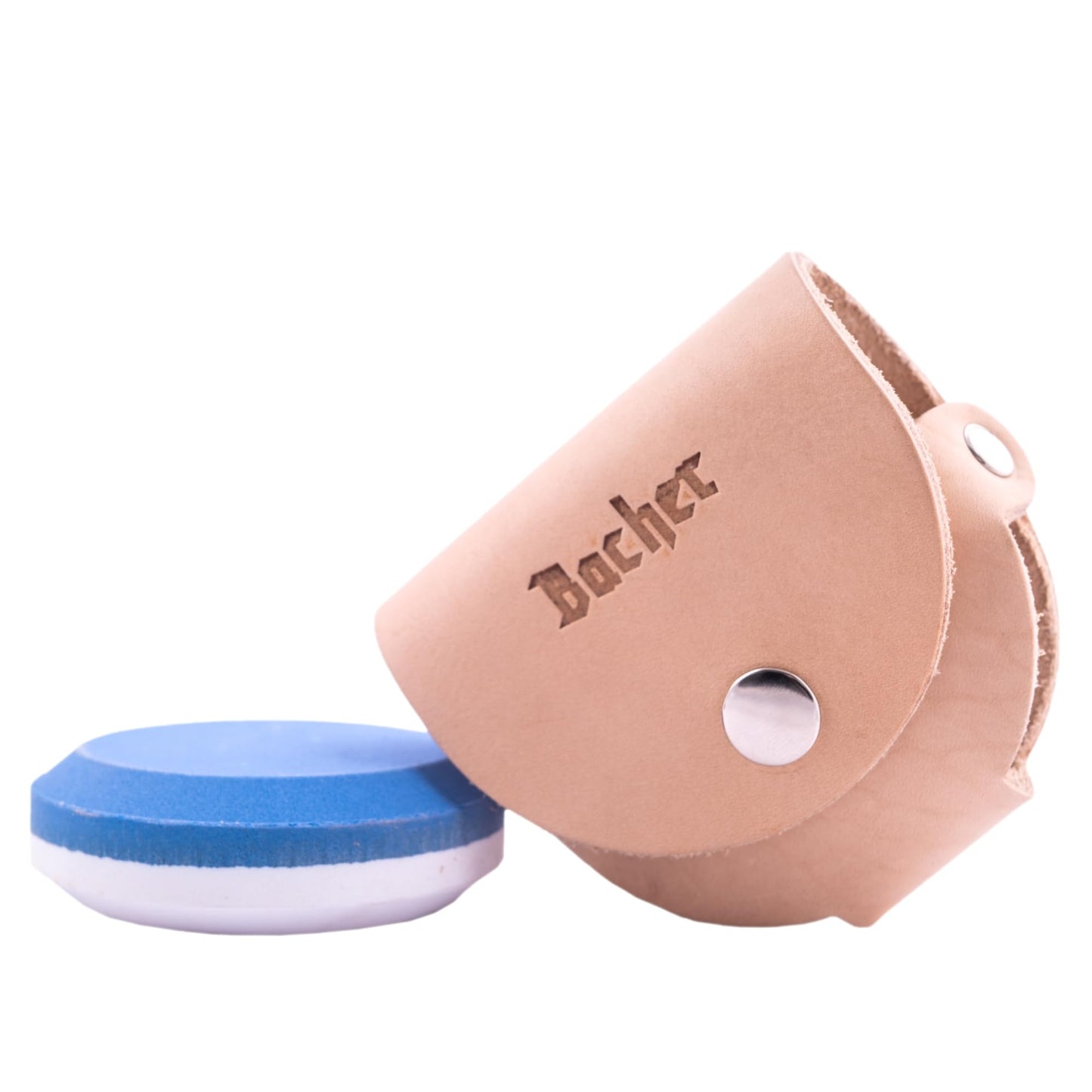 Bacher Axe Sharpening Stone Puck - Hatchet Sharpener 120/600 Grit ? Axes Whetstone with Leather Belt Pouch