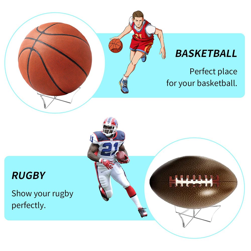 Yeenano Ball Stand,Football Stands Acrylic Baketball Football Display Stand, Volleyball Rugby Ball Sports Ball Storage Rack,Balls Holder for Football