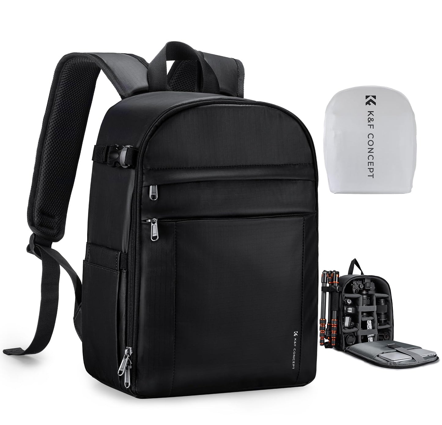 K&F CONCEPT Camera Backpacks for Photographers Travel Bag for Tripod Camera Lence Accessory with Laptop Compartment and Rain Cover Waterproof