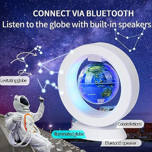 Magnetic Levitation Bluetooth Speaker Constellation Lamp Spinning Floating World Globe for Kids Learning Or Men Boss Office Desk Accessories Decor,Cool Tech Gadgets Unique Desk Toy Gift for Teens