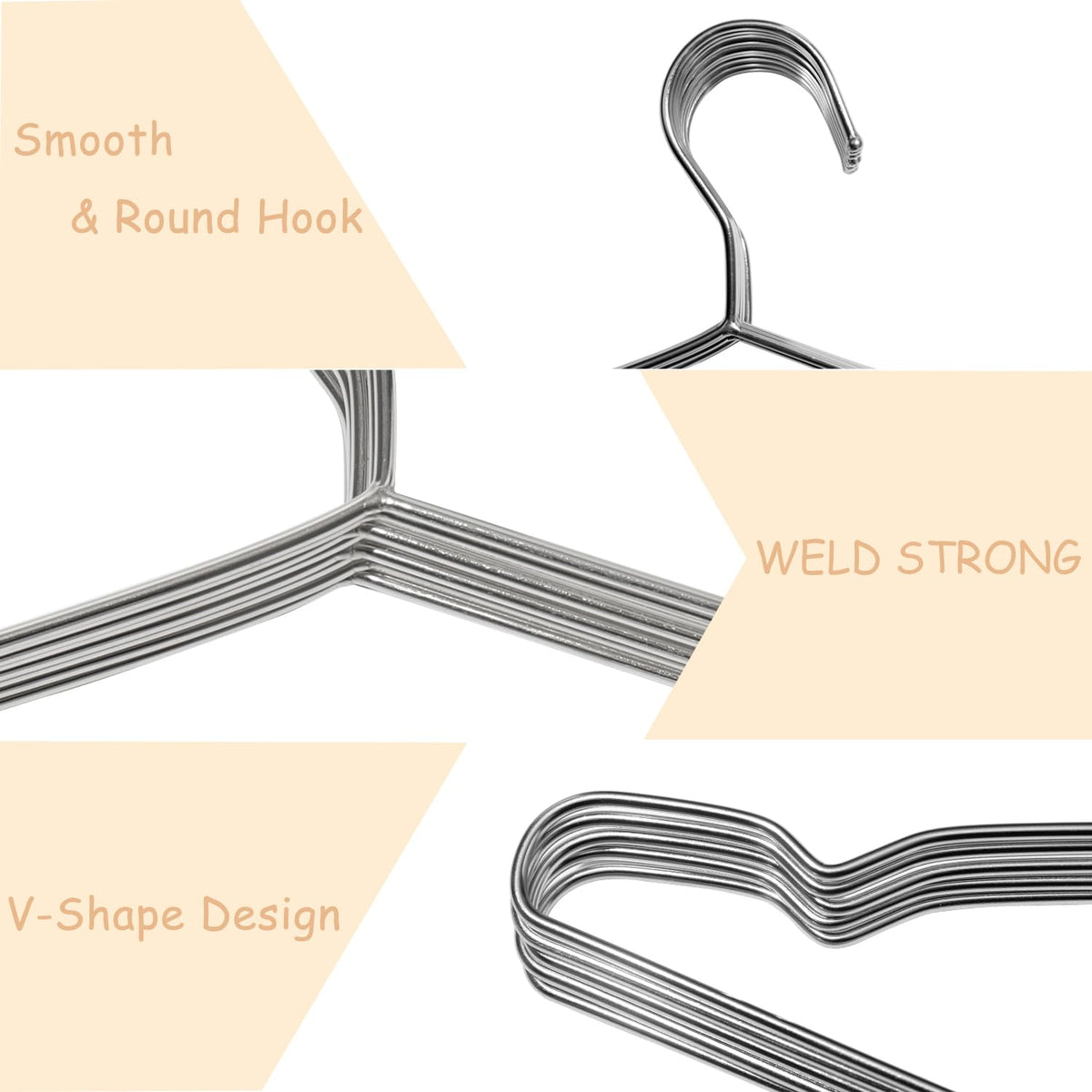 Extra Wide Wire Hangers for Plus Size Clothes, 19 Inch Stainless Steel Plus Size Hangers Ideal for XL, XXL Shirts, Coats, Dresses, Etc. Silver. 50pk.