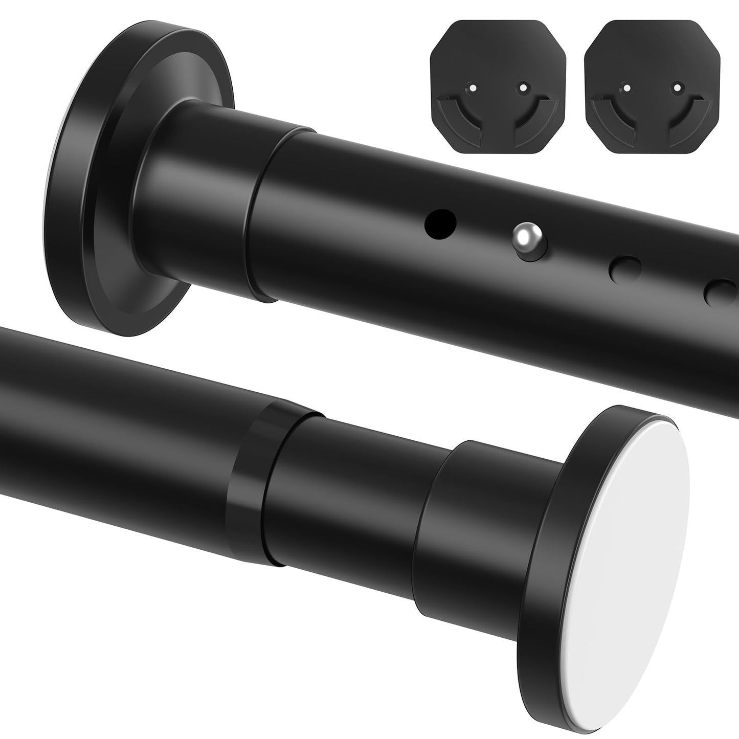 WELDUN Extendable Curtain Poles 98-150cm Tension Rods, No Drilling ?32mm Shower Curtain Rod Including 2 Wall Base, Metal Telescopic Pole for Bathroom
