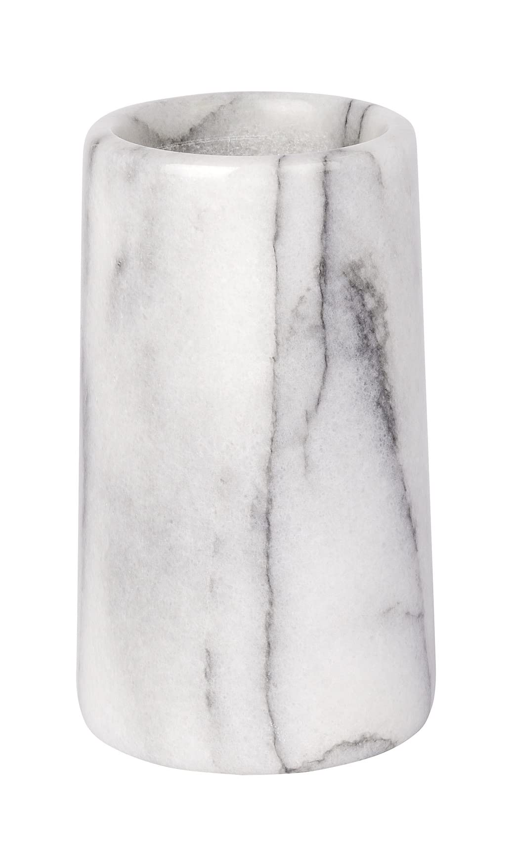 WENKO 22523100 Toothbrush tumbler Onyx - holder for toothbrush and toothpaste, Marble, 7 x 12.5 x 7 cm, White