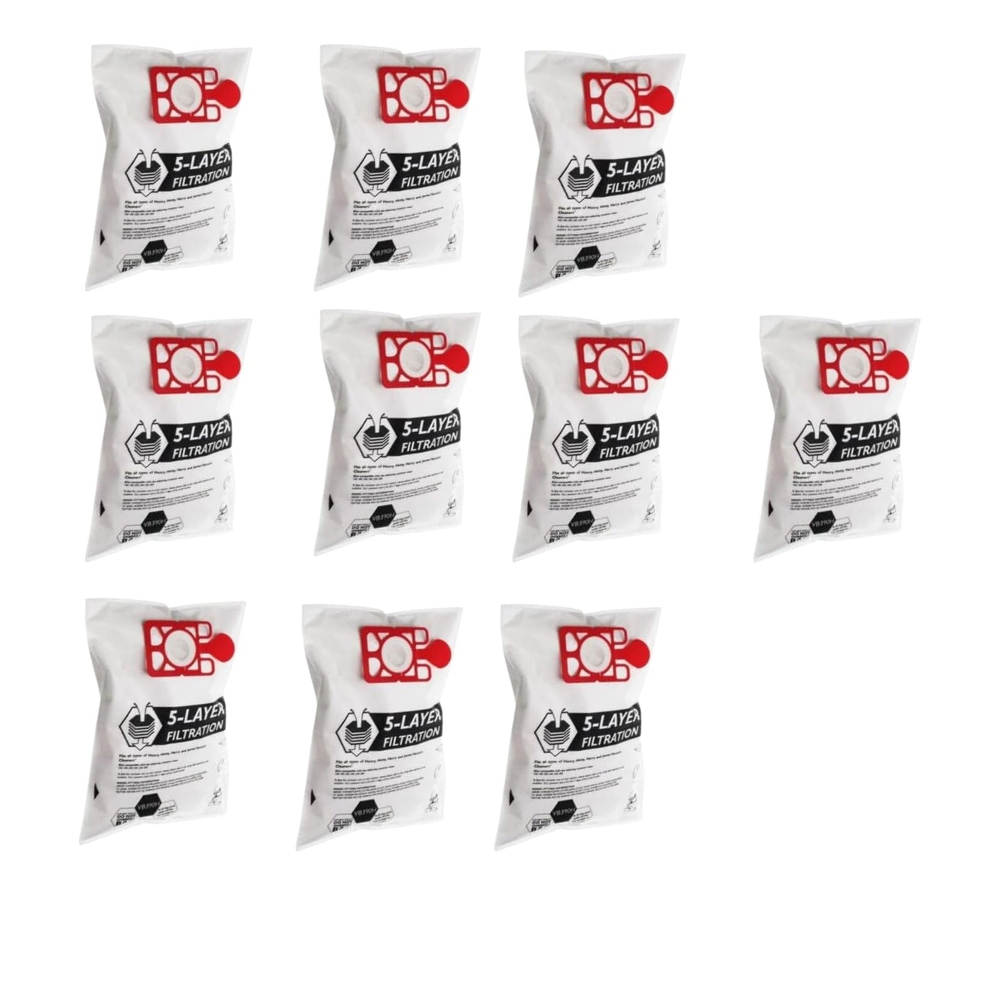 IBBAH Henry Hoover Bags Pack of 10 Compatible with Hetty, Harry, James, Charles, Numatic Vacuum Cleaners ? Reusable 5-Layer Henry Vacuum Bags | Fits
