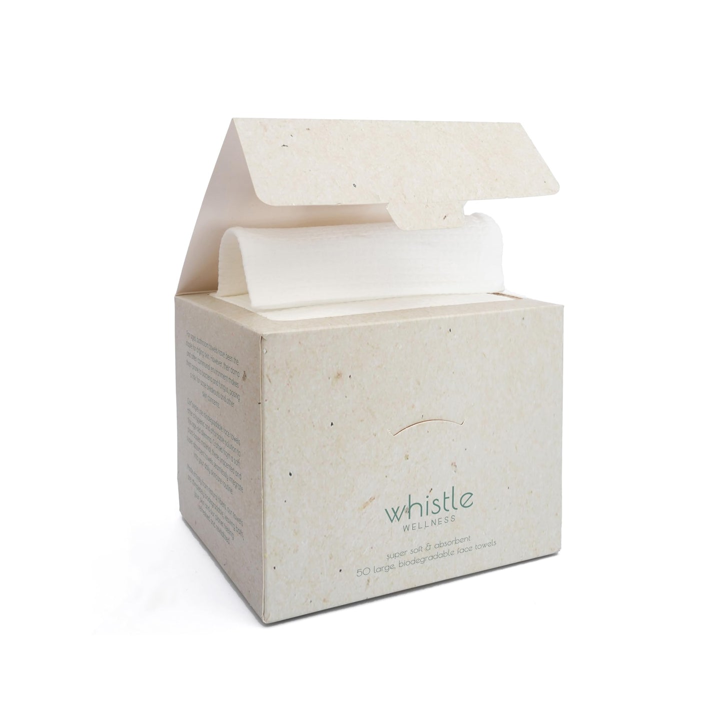 Whistle Wellness? Disposable Face Towel - Soft Biobased Super Absorbent Face Towels - 10"?12" Dry Face Wipes for Sensitive Skin - Makeup Remover Face