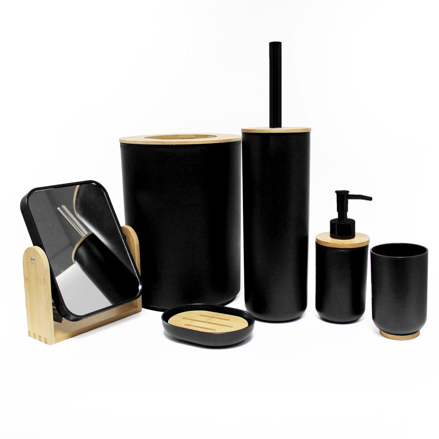 douceur d'intérieur, Toilet Brush (Diameter 9.2 x 37 cm) Smart Black, Polystyrene and Bamboo