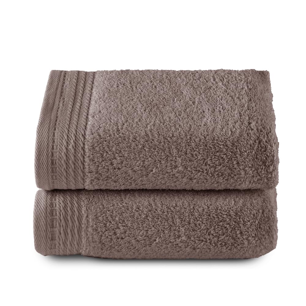 RIZO Top Towel - Set of 2 Hand Towels - Bath Towels - 100% Combed Cotton - 600 g/m2 - Measure 100 x 50 cm - Mink