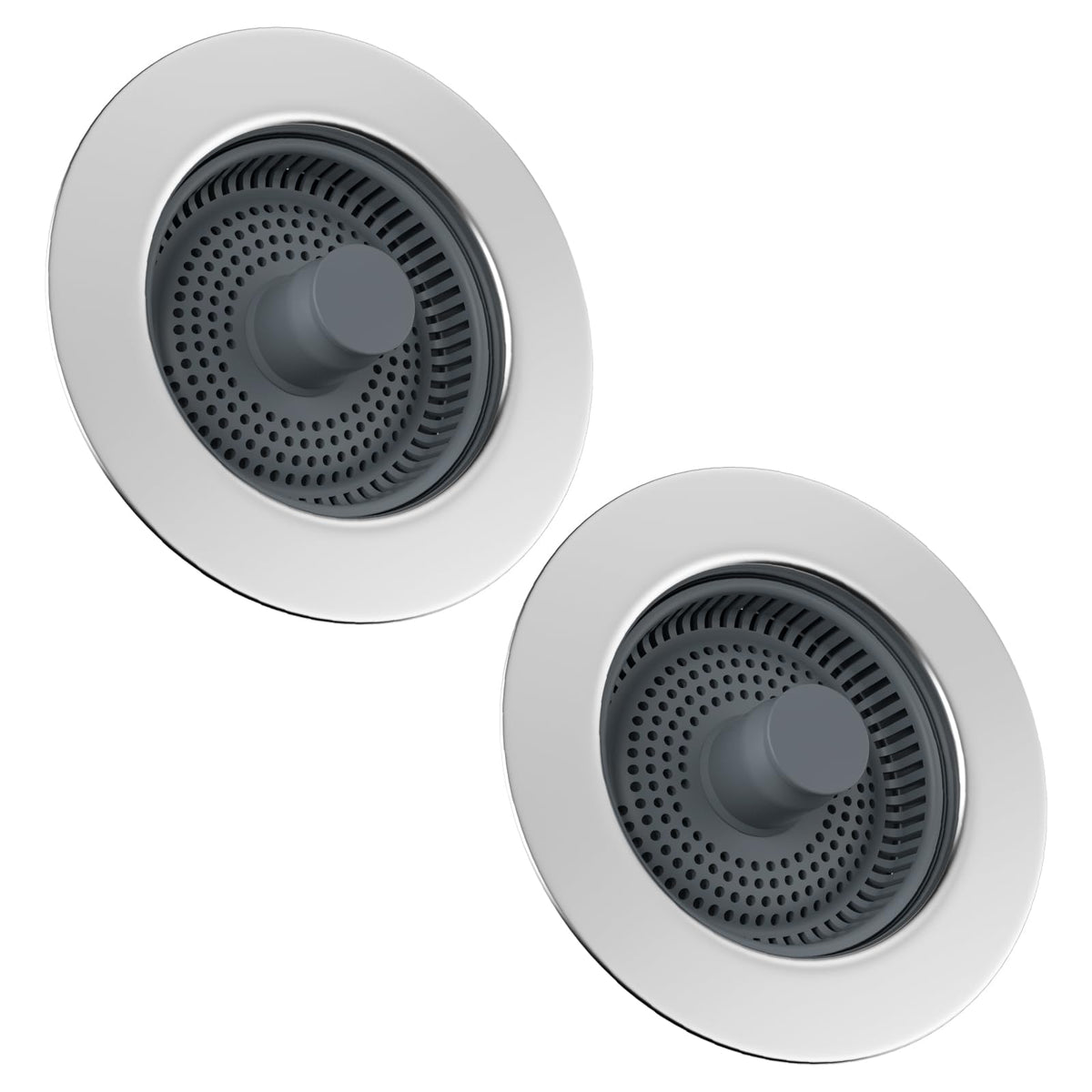 Hibbent 2pcs Upgraded 3 in 1 Kitchen Sink Plug, Kitchen Sink Strainer and Stopper,Stainless Steel, Kitchen sink strainer, Anti-Clogging, Universal
