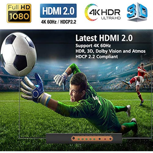 Sense Hometek HDMI Switch 4k, 5-in-1 HDMI Splitter with IR Remote, 4K 60hz, HDCP 2.2, UHD, HDR for Compatible Devices