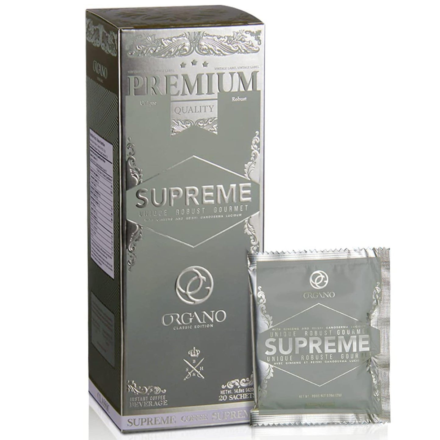 ORGANO Caf? Supreme, 100% Ganoderma Lucidum with Ginseng (20 Sachets)