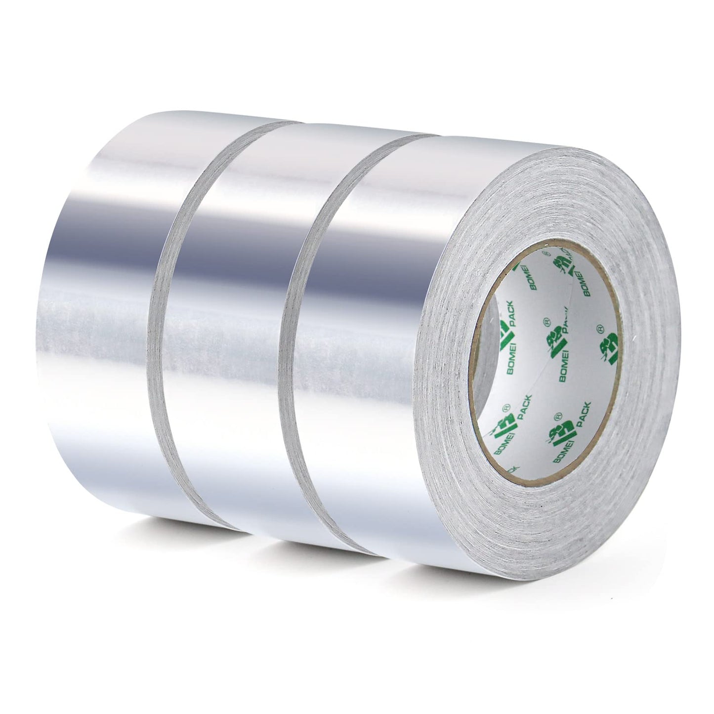BOMEI PACK 3 rolls Aluminum foil tape Resistant High Temperature 50 mm x 50 m,Moisture,UV resistant Waterproof for Pipes Repairing,Insulating,heating