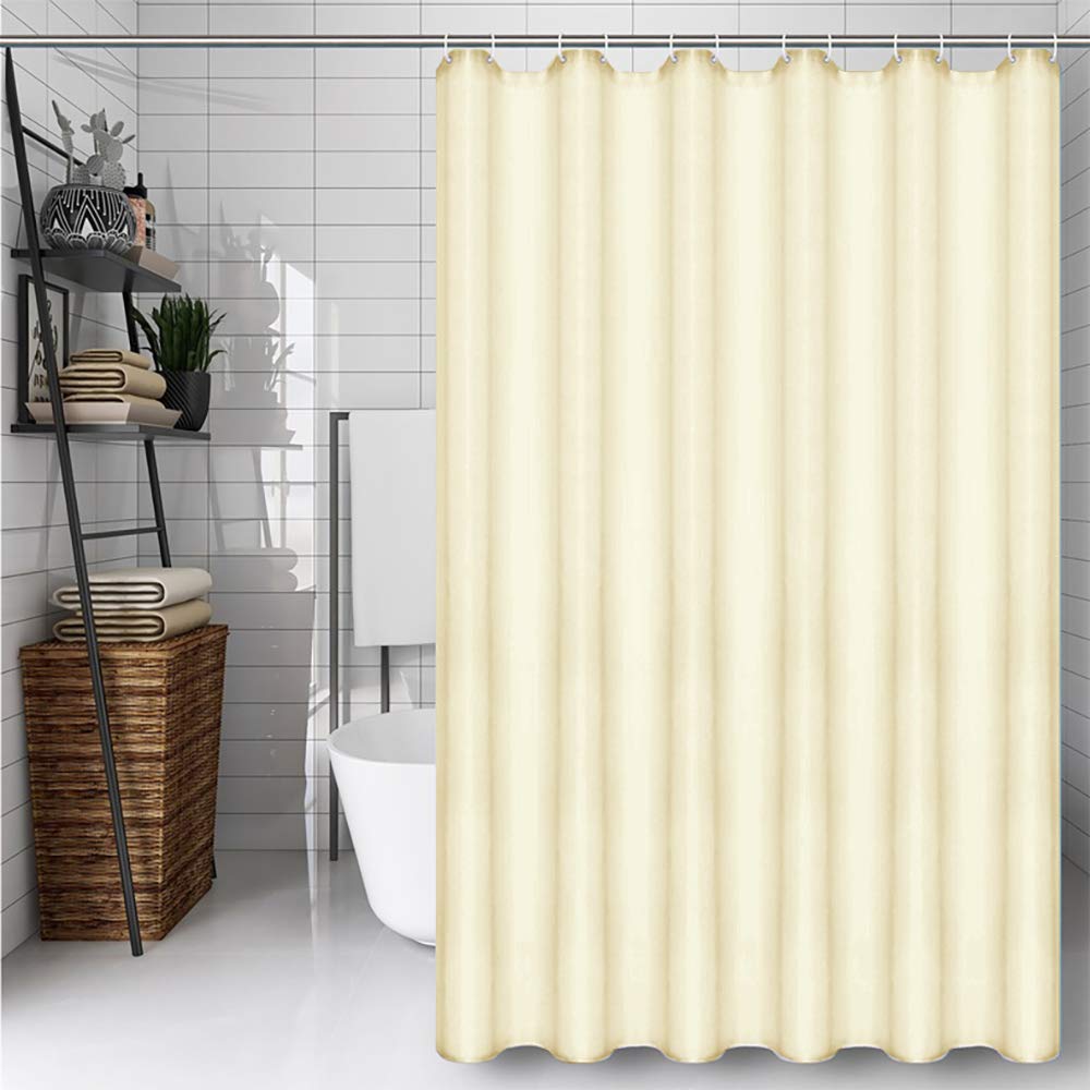 CXTAI Cream Shower Curtain, Mould Proof and Mildew Resistant Washable Polyester Bathroom Curtains w/12pcs Hooks (71x79inch,180x200cm)