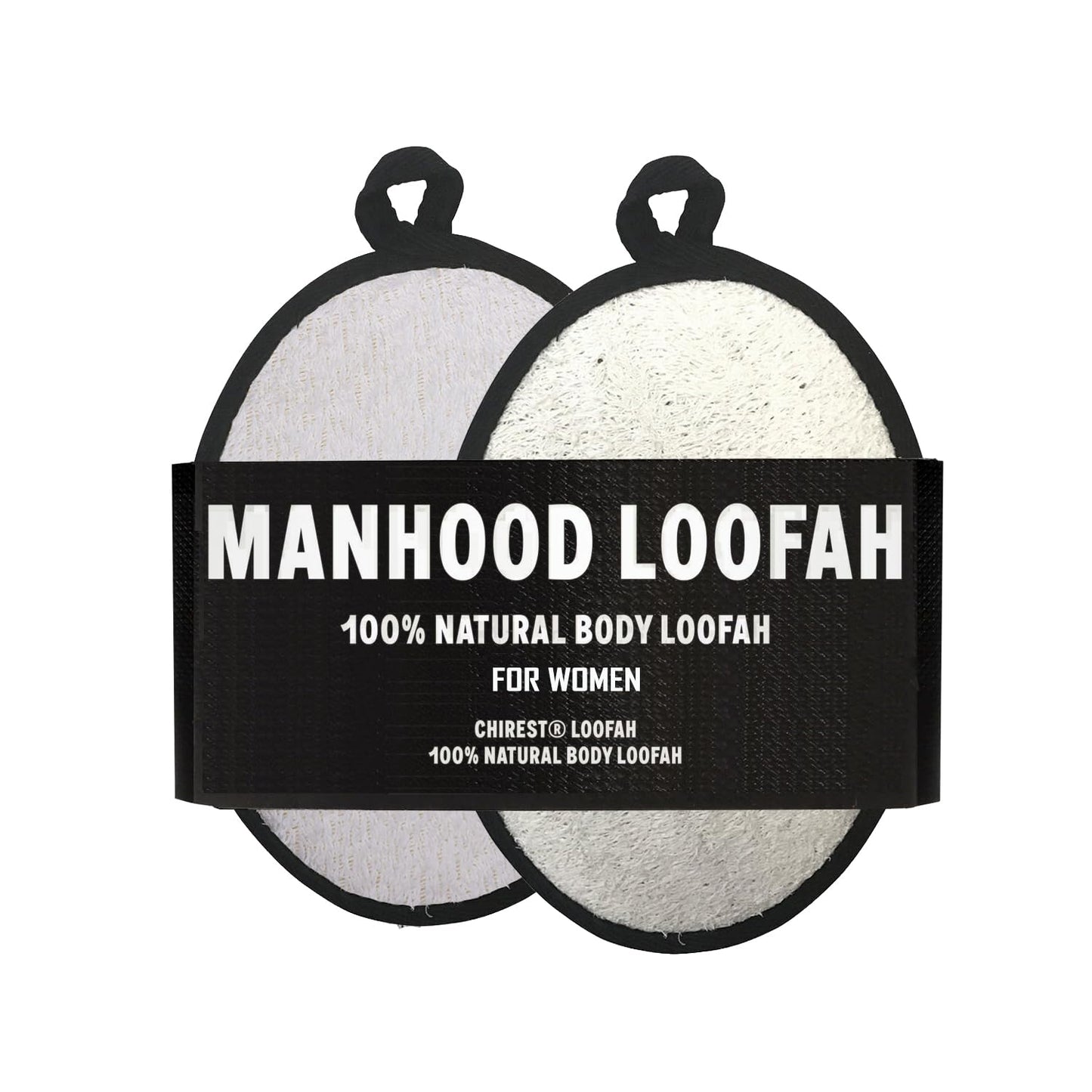 Natural Shower Loofah for Women- Tough Exfoliating Body Scrubbers, Durable & Gentle Terry Towel Cloth pad for Manly Skin Care - Lufas, Luffa, Loufas