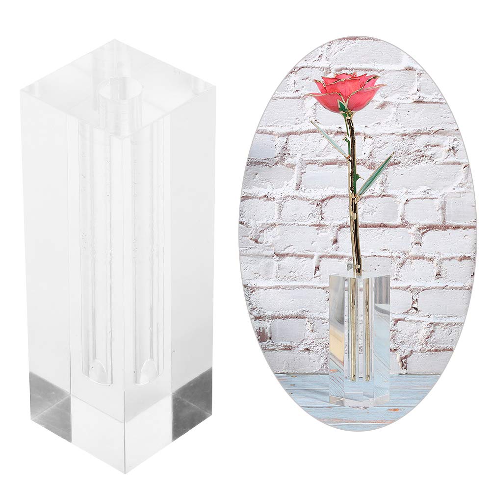 Acrylic Display Stand Transparent Rose Single Flower Show Base for Home Desktop Decoration