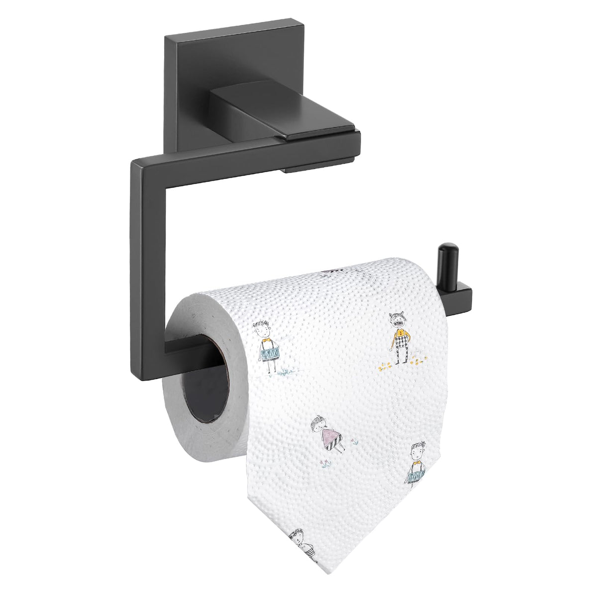 TURS Toilet Roll Holder 304 Stainless Steel Waterproof Toilet Paper Holder Wall Mounted Chrome Toilet Roll Holder for Bedroom Matte Black Finish