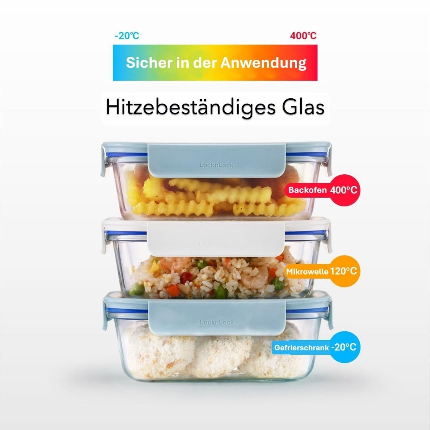 LocknLock The Clear 500ml Airtight Food Storage Glass Container & Lid, BPA Free, Airtight & Leakproof, Oven/Microwave/Freezer/Dishwasher Safe