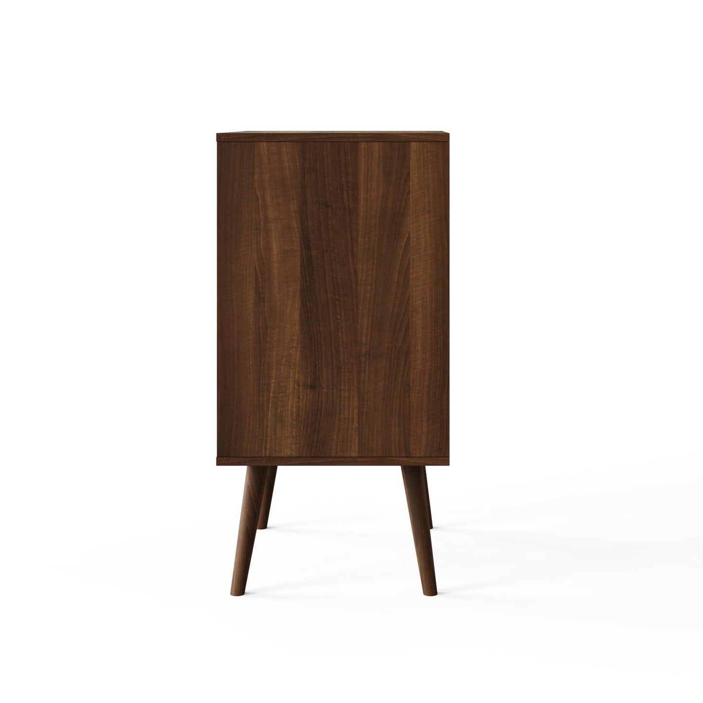 GFW Jaxon Compact Turntable Stand, Walnut Vinyl Record Storage Unit with Mid-Century Tapered Legs