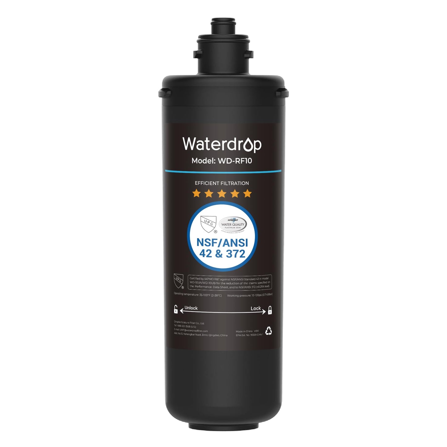Waterdrop WD-RF10 Water Filter, NSF/ANSI 42 Certified, 30,000 Liters High Capacity, Replacement for Waterdrop Under Sink Water Filtration System