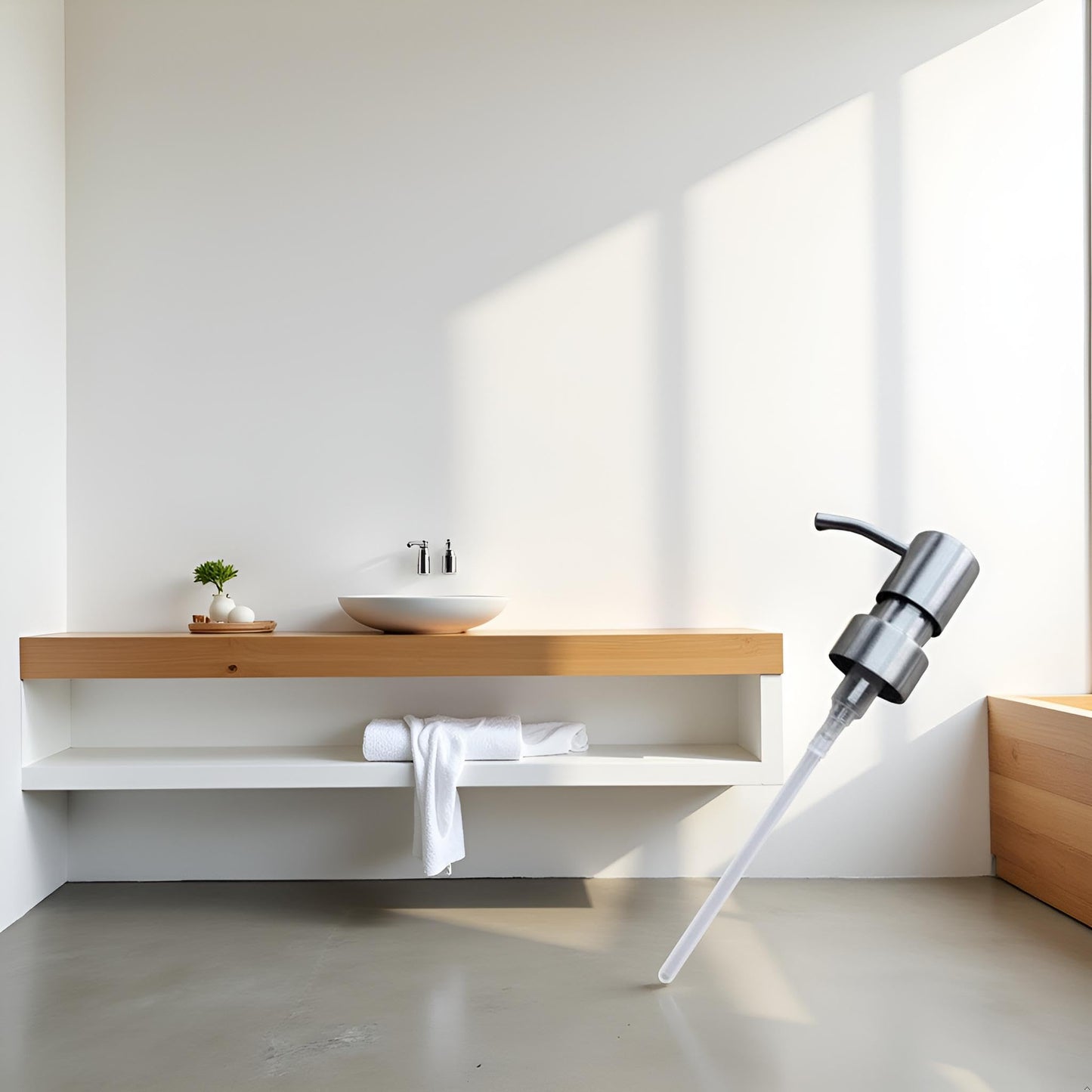 1Pc Stainless Steel Minimalist Style Liquid Soap Dispenser for Bathroom Kitchen, Liquid Hand Soap Dispenser Foam Nozzle Pump Bottle Press Head