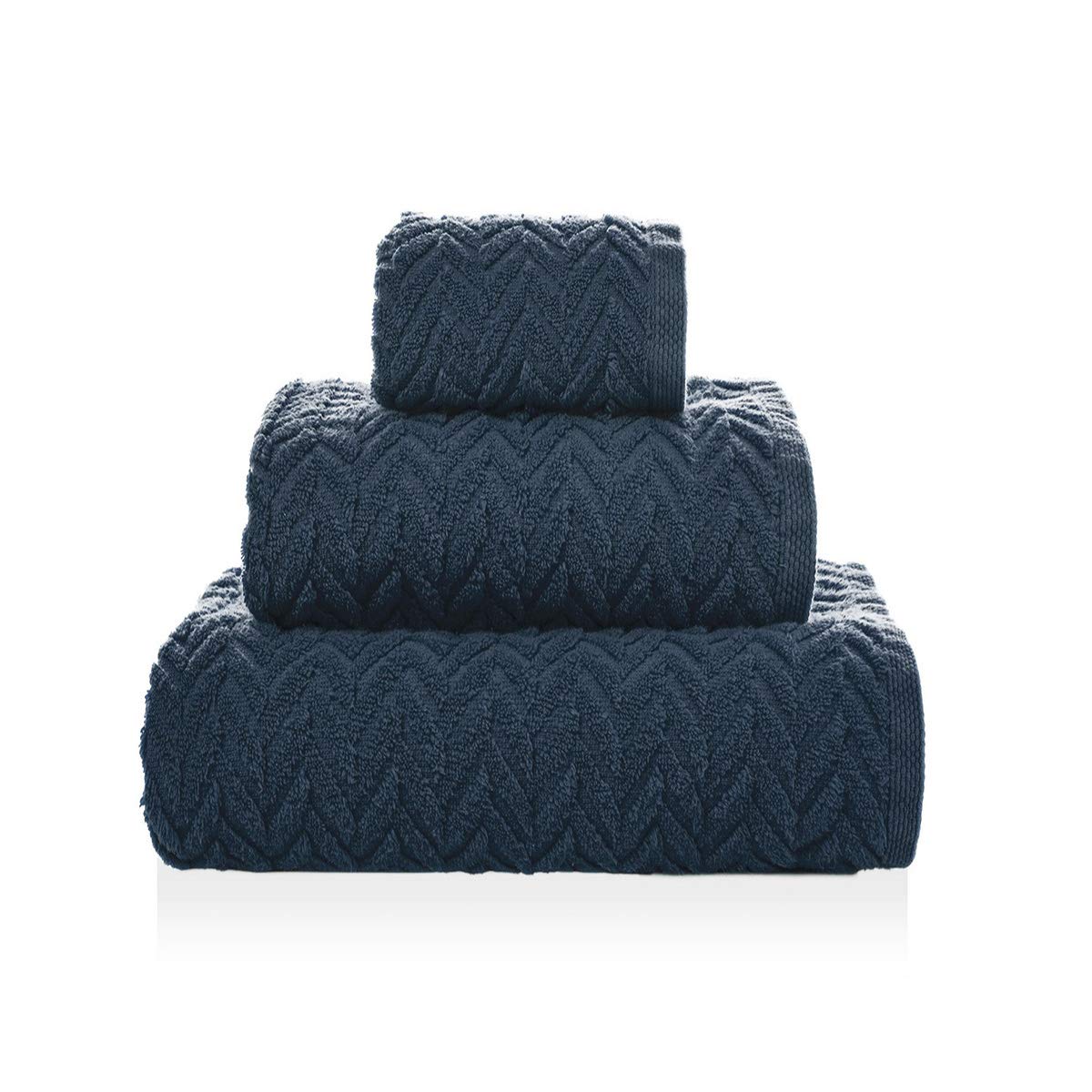 Sorema Hand Towel Set 30 x 50 50 x 100 70 x 140 Dark Blue Chevron