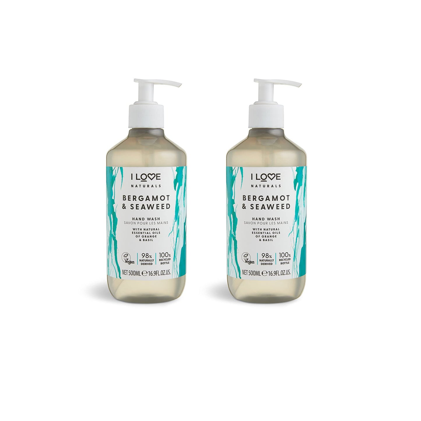 I Love Naturals Bergamot & Seaweed Hand Wash ? Gently Cleanses with Orange & Basil Essential Oils ? Refreshing, Purifying Vegan Formula with Natural