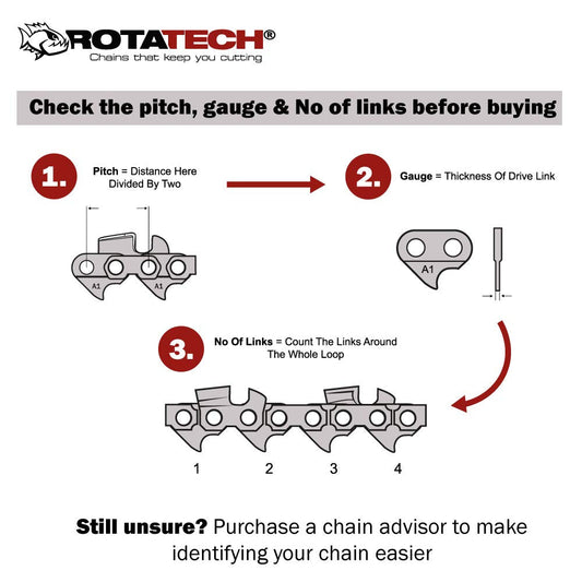 15" Rotatech Chainsaw Guide Bar & Saw Chain Pack Fits Husqvarna 133, 136, 137, 140, 141, 142, 154, 234, 235, 238, 240, 242, 246, 254, 257, 261, 340,