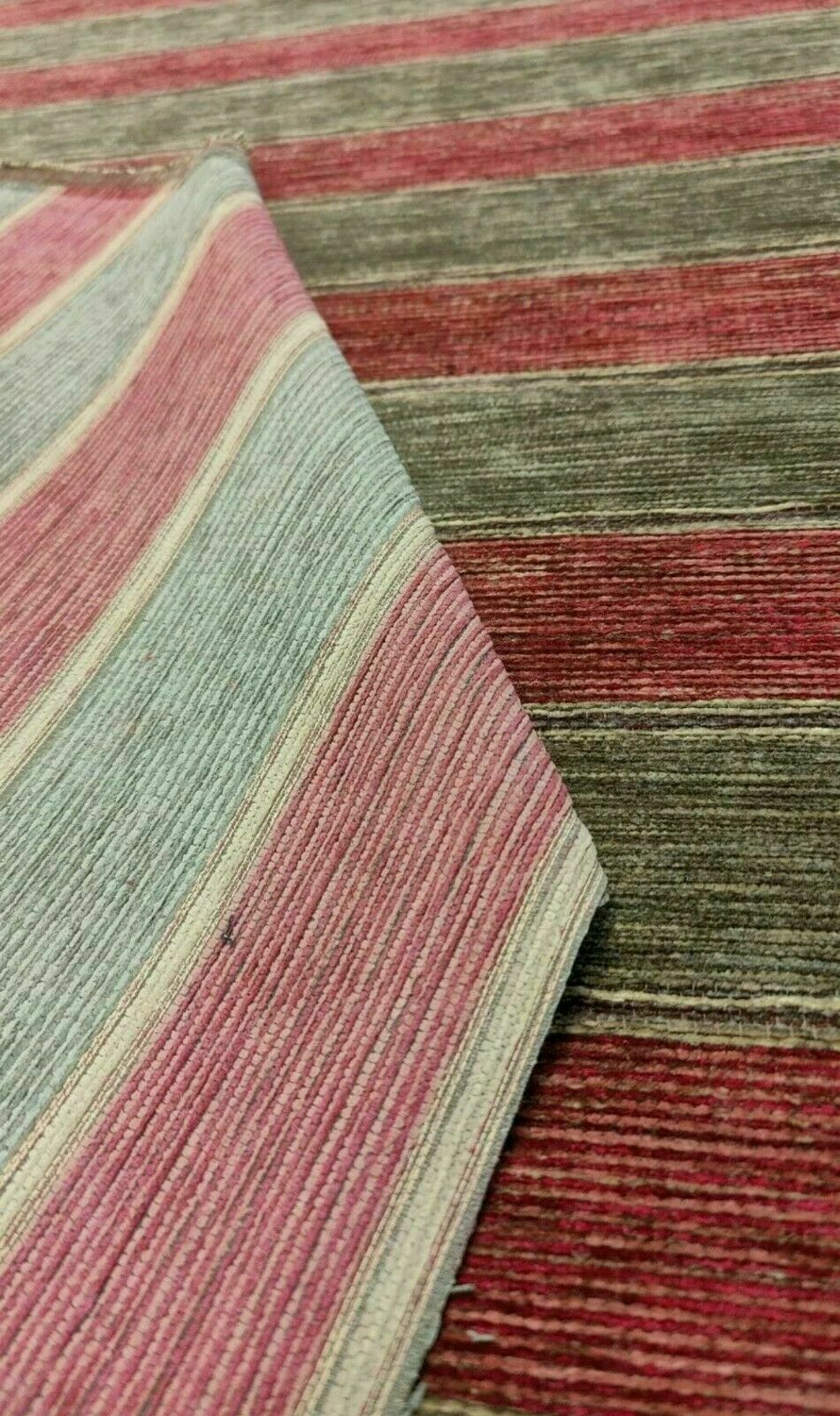 Heavyweight Kilim Stripe Red Upholstery Furnishing Fabric 25 Metre Roll
