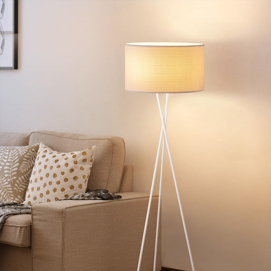 Home Sweet Home collection Modern Lampshade Canvas | Cylinder | 50/50/25cm | White | Fabric lampshade Made of Cotton | for E27 lamp Holder | RoHS