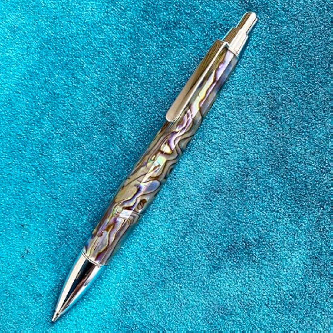 LACHIEVA LUX Abalone Shell Mechanical Pencil 0.7mm, Luxury Metal Pencil for Drawing and Sketching, Includes 12 Lead Refills