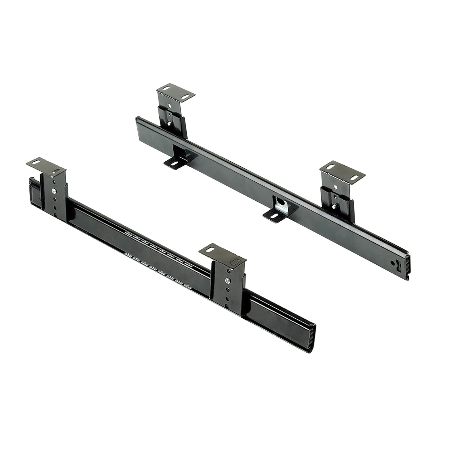 Emuca - Ball Bearing Runners for underdesk keyword Platform/Shelf/Drawer, Height Adjustment Keyboard Holder Runners kit, Steel, Black zinc Plated, 20