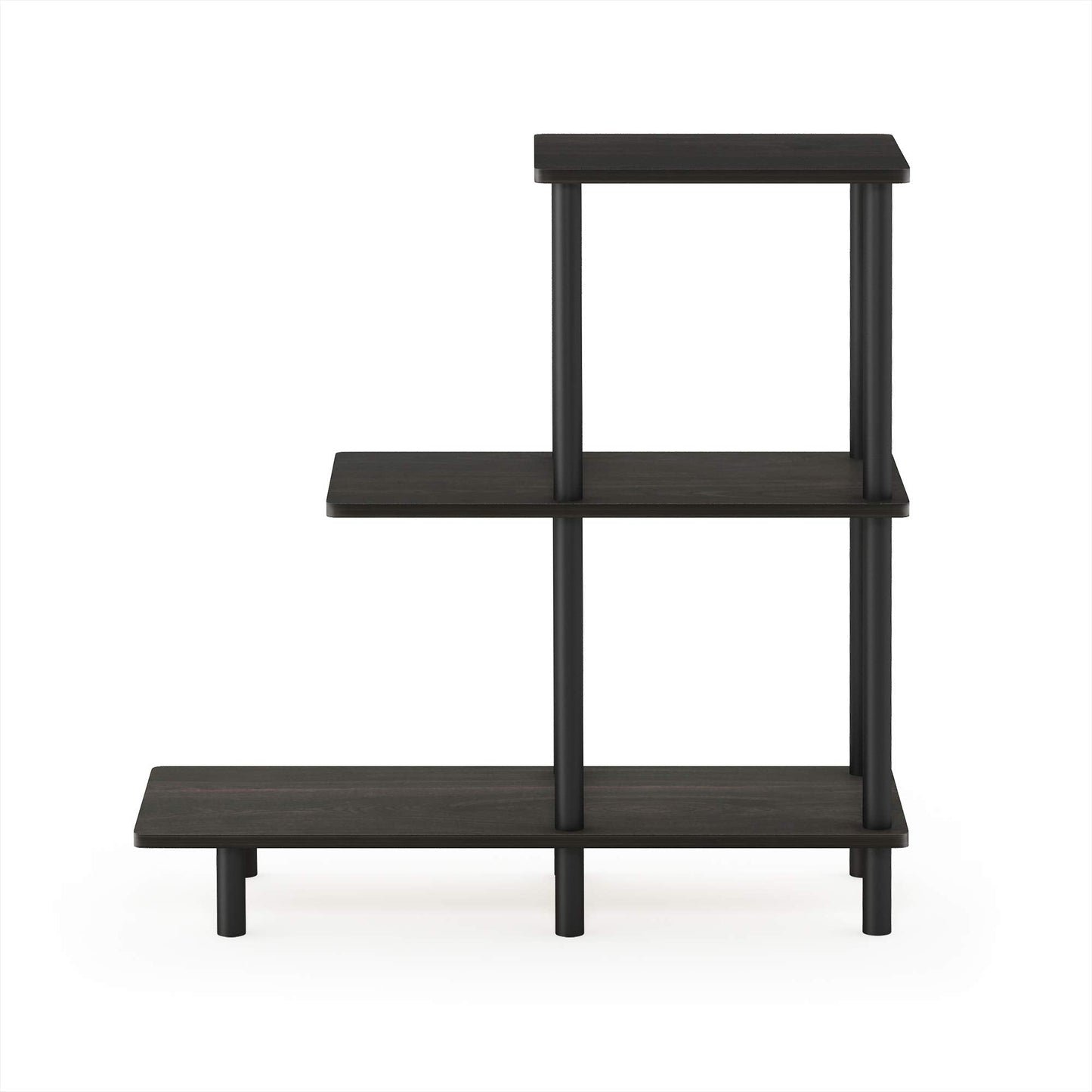 Furinno TURN-N-TUBE Side Table, 3-Tier Tall L-Shape End Table with Open Shelf, Tall Toolless Night Stand, Bedside Table, for Living Room, Bedroom