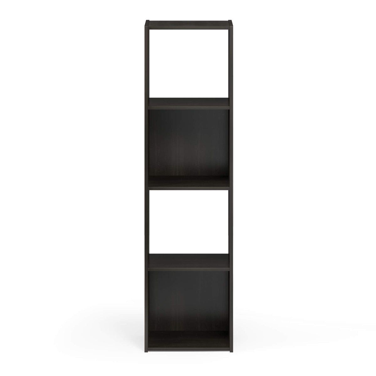 Furinno PELLI Book Shelf, 4x1 Bookshelf, Cube Storage Organizer Cabinet, 11.6 x 12.2 x 47.7, for Living Room, Bedroom, Home Office, Espresso