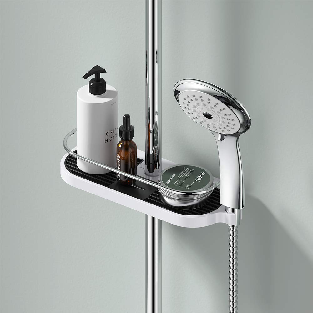 Ibergrif Bathroom Shower Shelf, No Drilling Shower Caddy for 19-25mm Rail