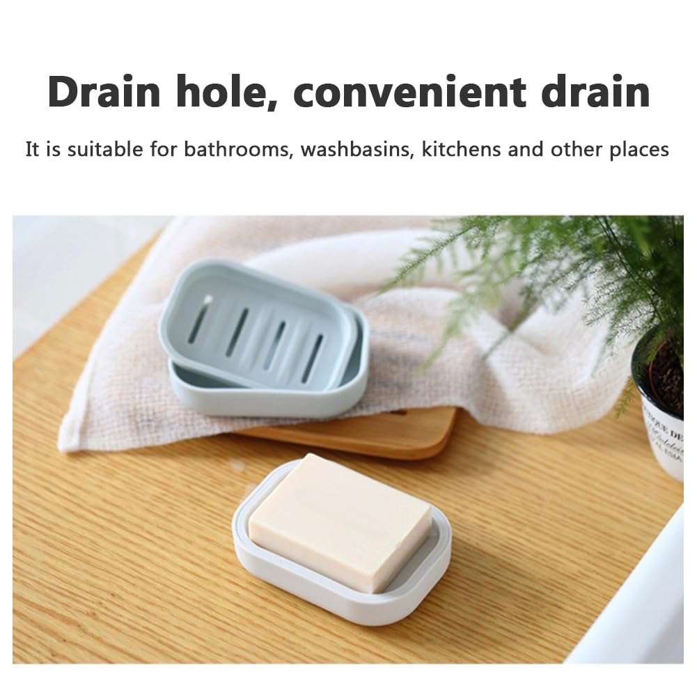 2Pcs Soap Dish, Portable Shower Soap Box, Plastic Draining Soaps Dishes, Non-slip Soaps Holder, Easy Cleaning, Suitable for Bathroom and Travel