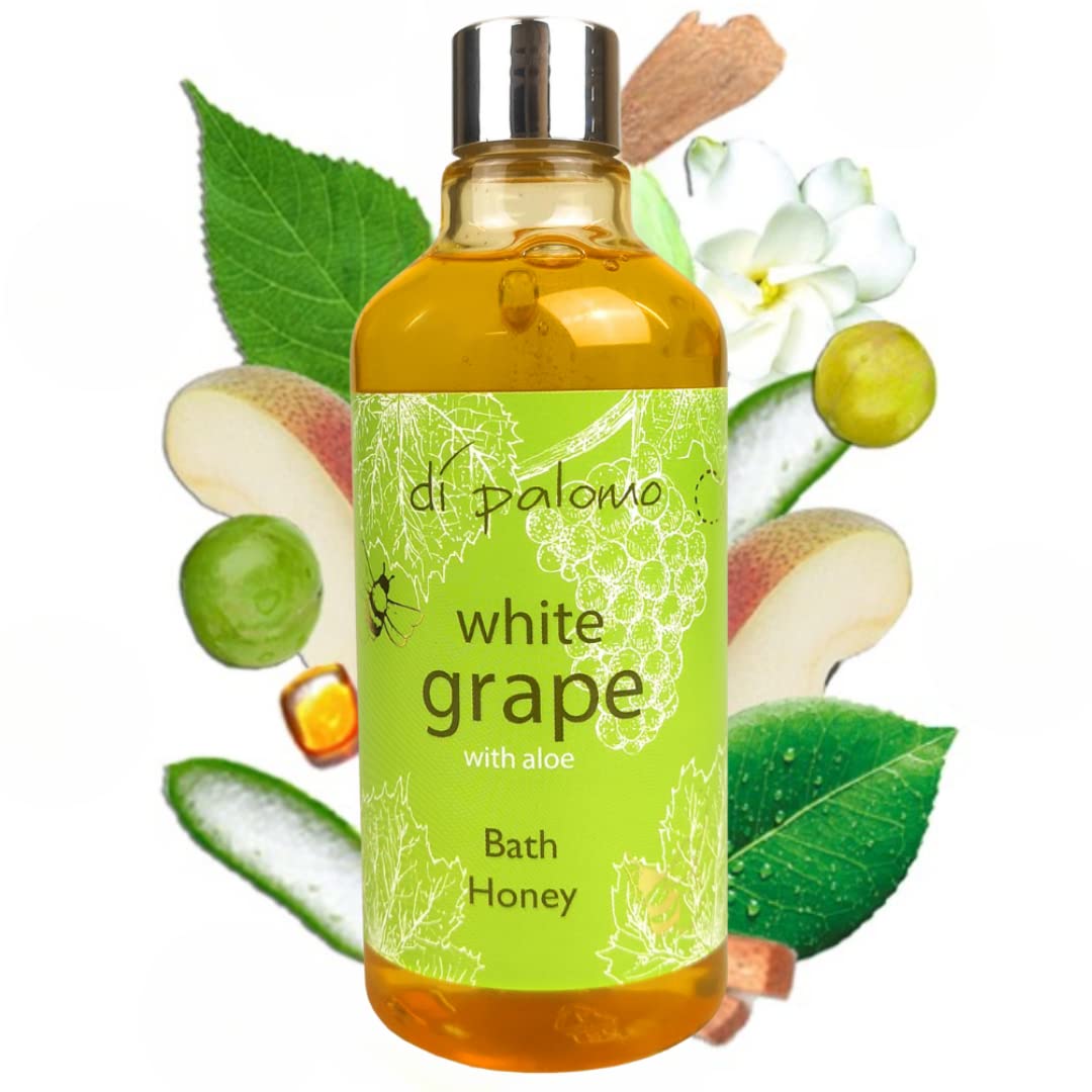 Di Palomo White Grape & Aloe Bath Honey 300ml. Bath Oil & Bubble Bath Blend. Shower Gel with Moisturising Skin Care. Luxury Body Wash Relaxation Gift