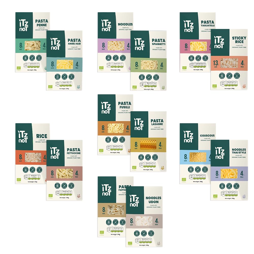 iTz noT Ready (Pack of 14, Mix Pack) Cooked, Shirataki, Moyu, Konjac Plant Fibre Pasta, Low Carb, & No Added Preservatives, Healthy, Gluten Free, Gut