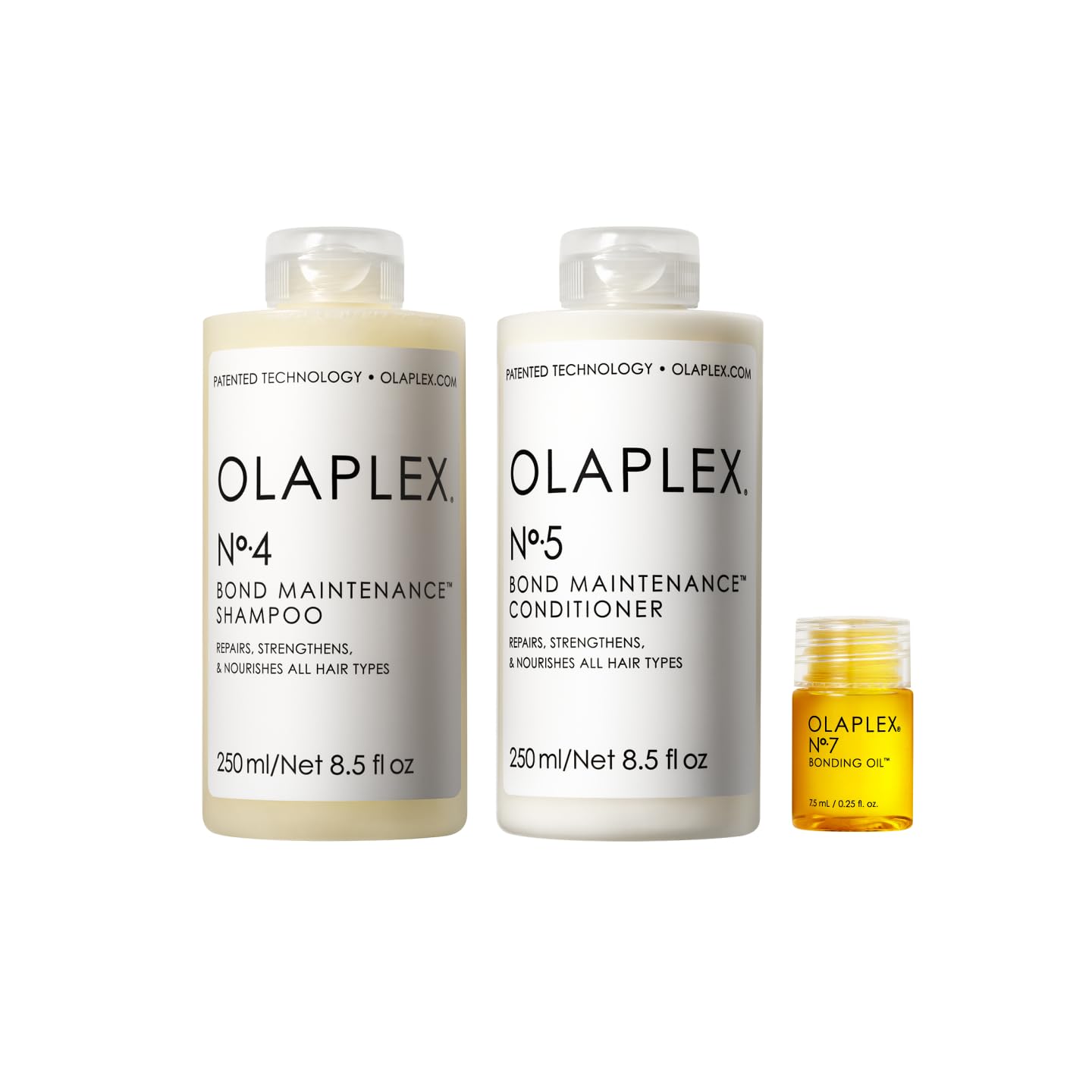 Olaplex Wash and Shine Hair Kit: No. 4, 5, 7, Shampoo & Conditioner Set to Cleanse, Hydrate, & Control Frizz Up to 72 Hours, Bonding Oil for Shine &