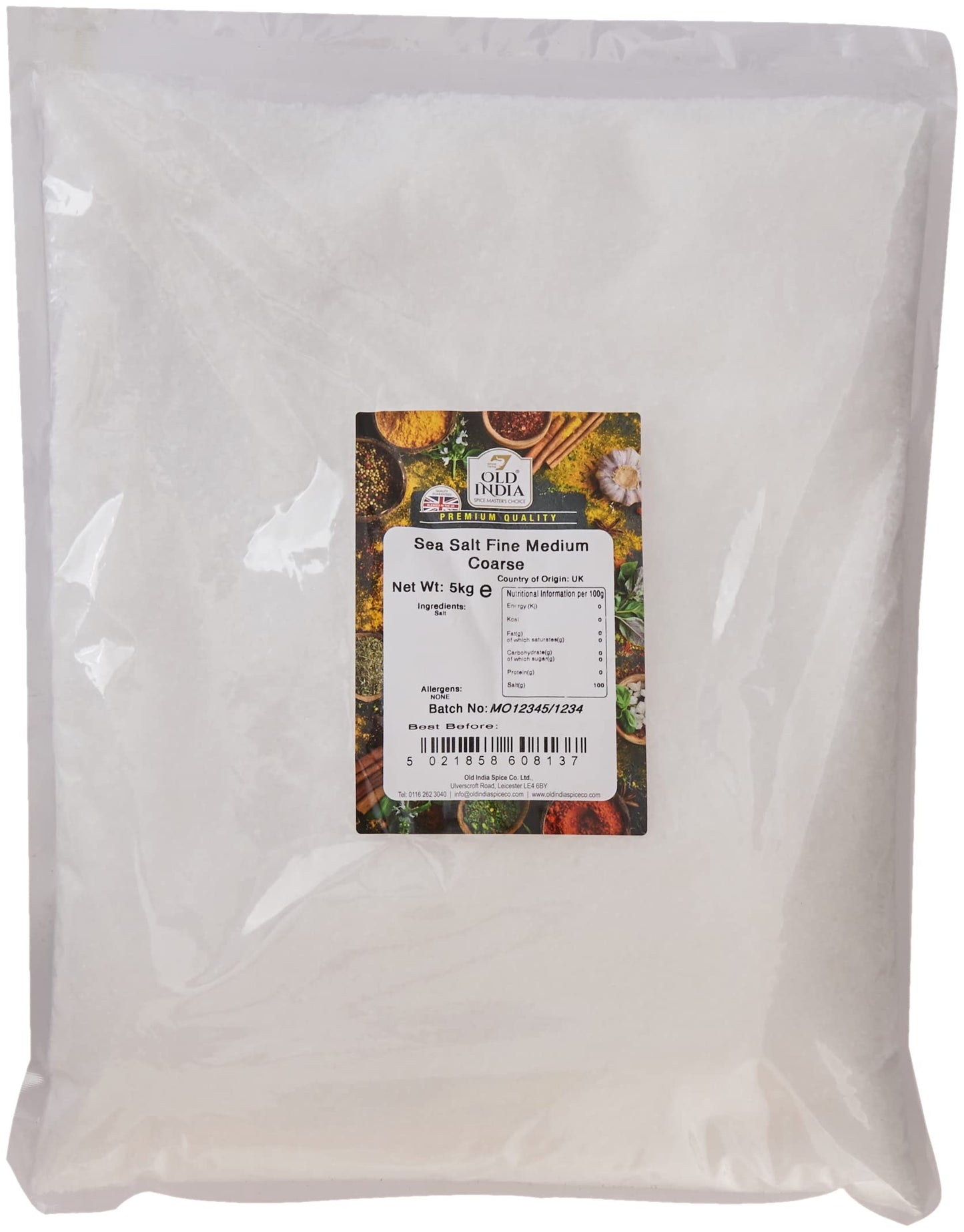 Old India Sea Salt Fine Medium Coarse 5kg