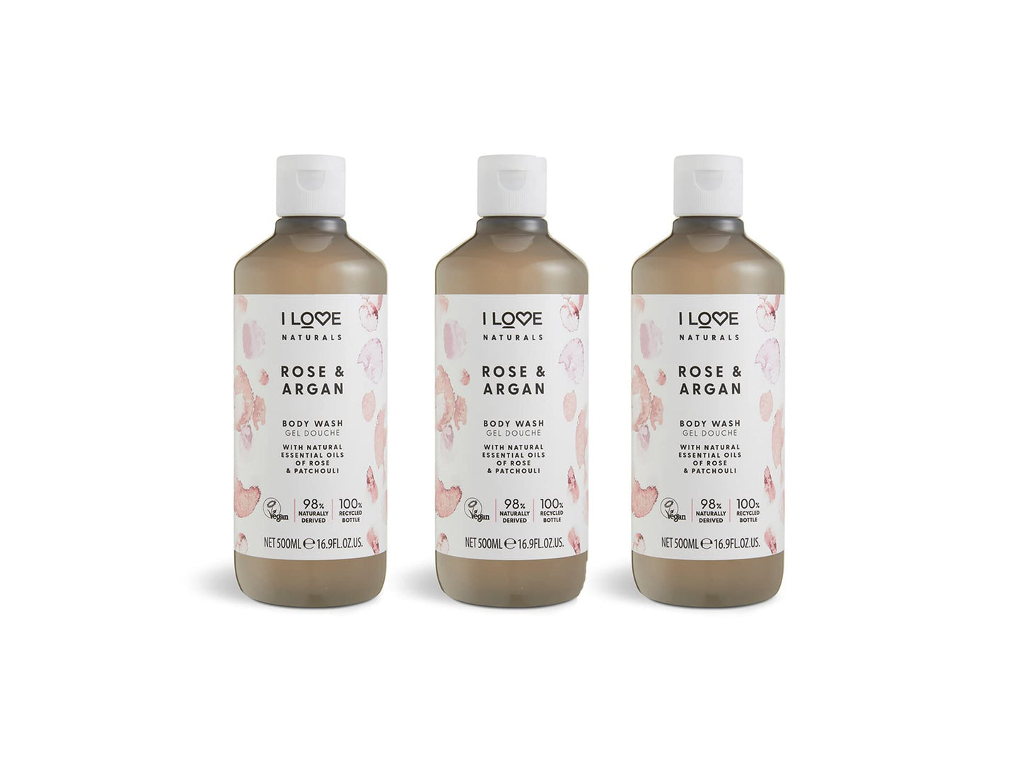 I Love Naturals Rose & Argan Body Wash with Natural Oils of Rose & Patchouli ? Essential Oil-Infused Moisturising Shower Gel for Soft, Smooth Skin ?