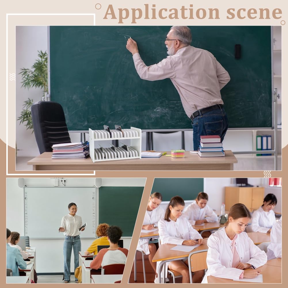UNICRAFTALE Classroom Cells Phones Holder 30-Grid Wooden Cell Phone Storage Box Desktop Organizer Storage Box Adjustable Wooden Multiple Cell Phone