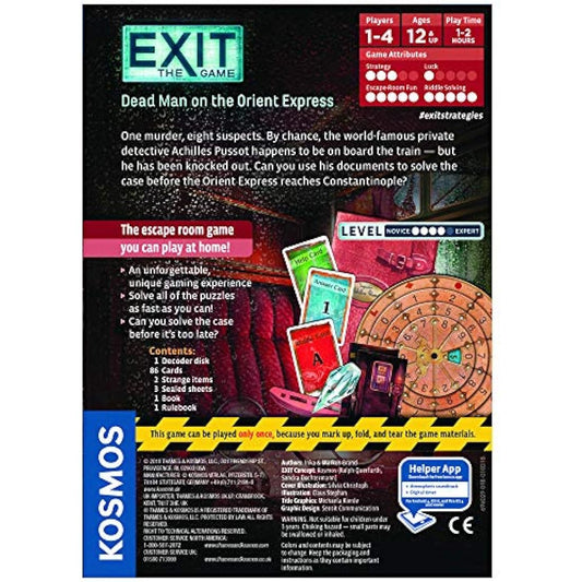 Thames & Kosmos - EXIT: Dead Man on the Orient Express - Level: 4/5 - Unique Escape Room Game - 1-4 Players - Puzzle Solving Strategy Board Games for Adults & Kids, Ages 12+ - 694029