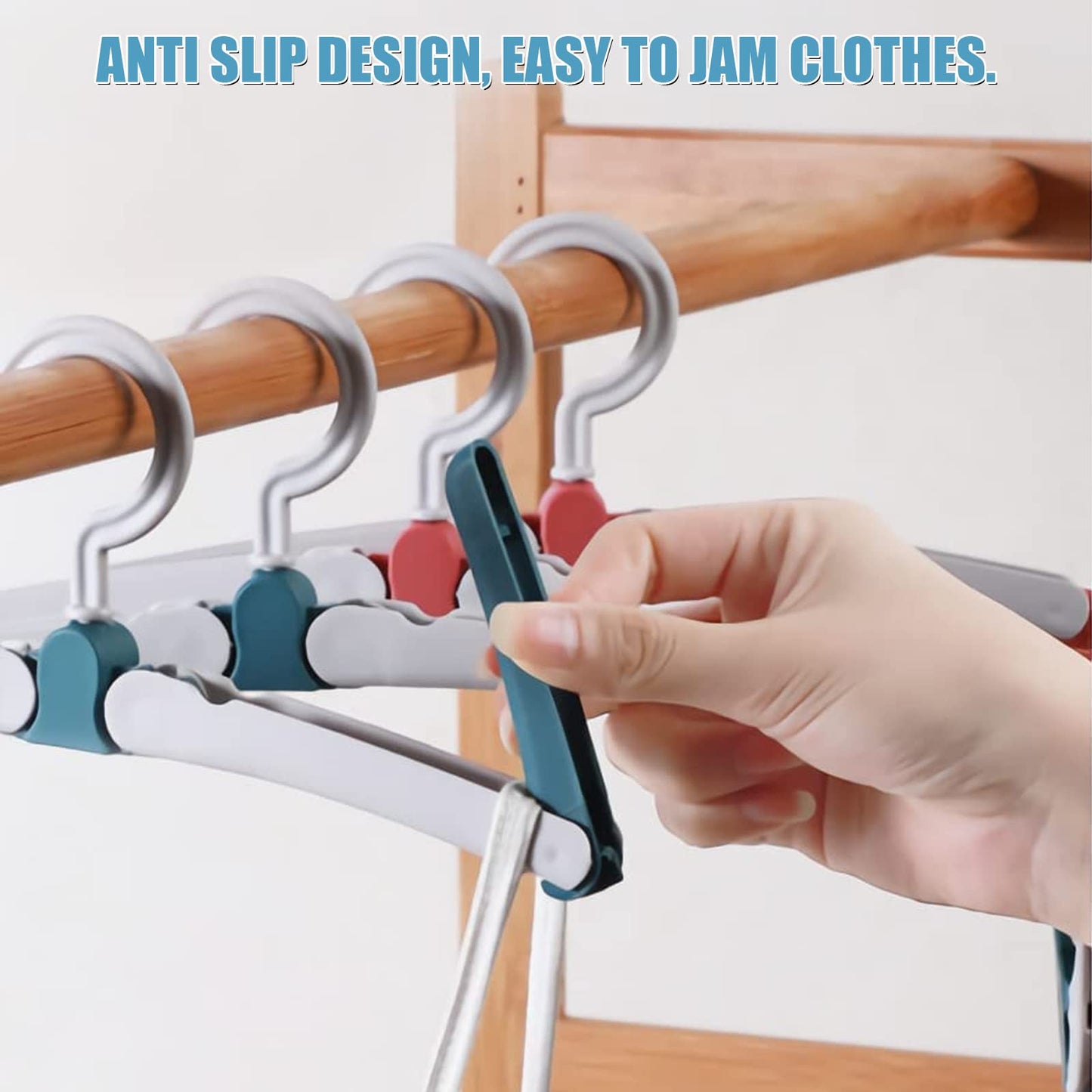 NCOALE Folding Clothes Hanger, 8 PCS Travel Hangers With Clips, 360 Degree Rotating Hook